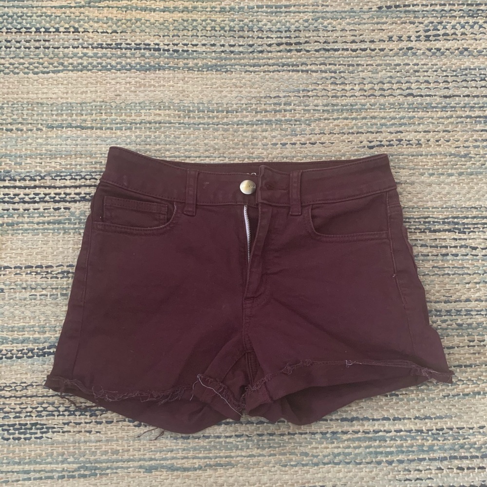 Maroon Jean Shorts
